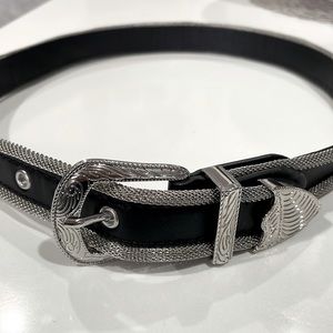 Cowboy Western Belt w/ Silver Detailing